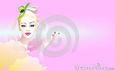 portrait surprised girl , fashion art Vector Illustration